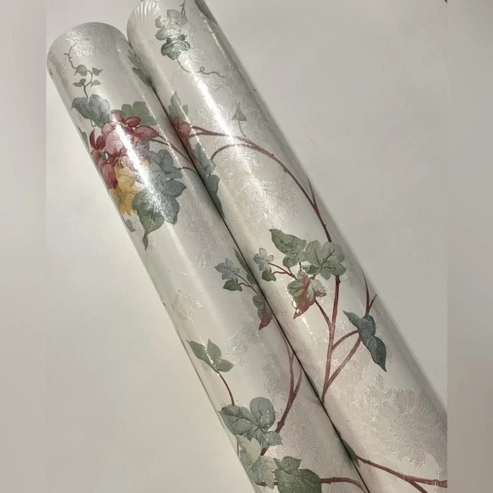 New Village Floral Texture Prepaste/Wash/Peel Vinyl Double Rolls Wallpaper Set